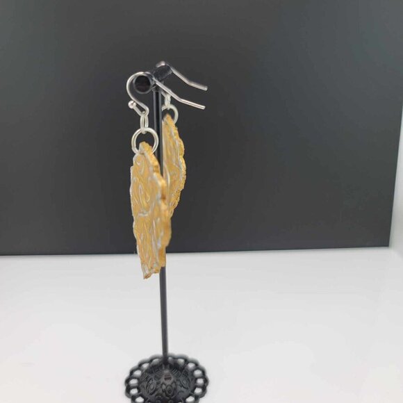 Hand painted leather earrings GUC - Picture 4 of 8